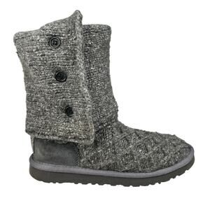 UGG Women’s Cardy Grey Knit Pull On Winter Boot Size 6